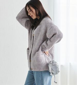 RANAN（ラナン）の「カラーオーバーカーディガン（ニットカーディガン）」｜ライラック