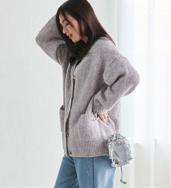 RANAN（ラナン）の「カラーオーバーカーディガン（ニットカーディガン）」｜ライラック