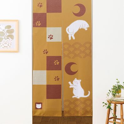 「ロングのれん三日月とねこ（のれん・間仕切り・カーテン関連品）」