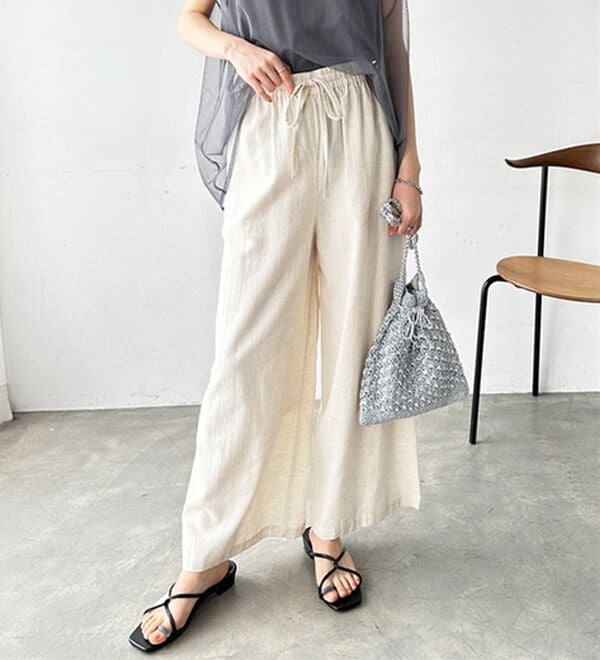 GeeRA（ジーラ）の「麻入りリラックスワイドパンツ（ワイドパンツ・ガウチョ）」｜詳細画像