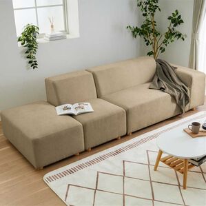 iellio（イエリオ）の「ボリュームワイドソファＳｏｌｉｅ（ソファ）」｜モカ