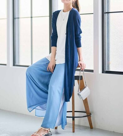 RANAN（ラナン）の「ロング丈Ｖネックニットカーデ（ニットカーディガン）」