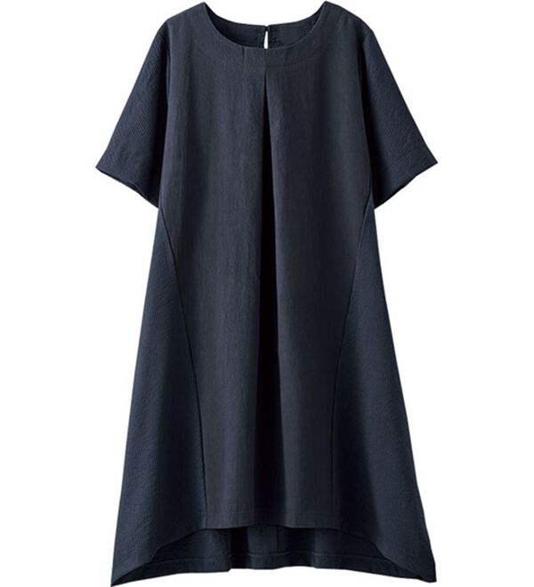 BELLUNA（ベルーナ）の「ストライプ切替ワンピース（チュニック）」｜ネイビー系