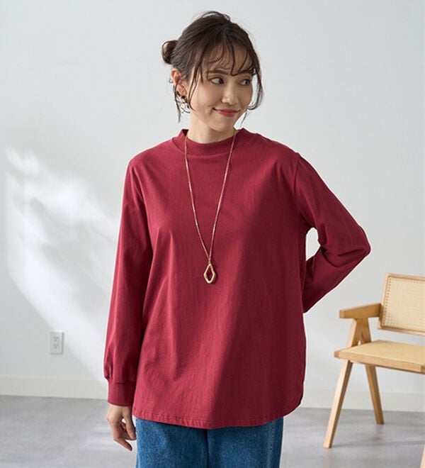BELLUNA（ベルーナ）の「綿１００腰まわりゆったりリブデザインチュニック（カットソー）」｜詳細画像