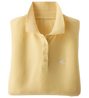 BELLUNA（ベルーナ）の「【多機能満載！】綿混素材かのこデザイン7分袖ポロシャツ（ポロシャツ）」｜クリームイエロー