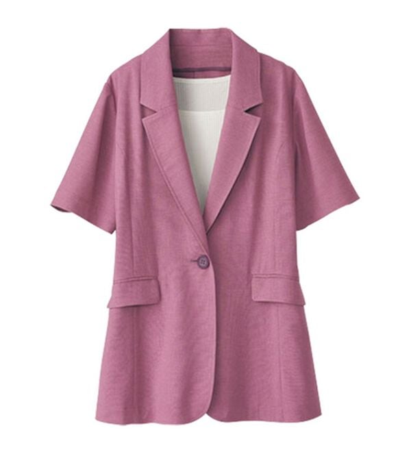 BELLUNA（ベルーナ）の「軽く羽織れる！麻調テーラードジャケット（テーラードジャケット）」｜詳細画像