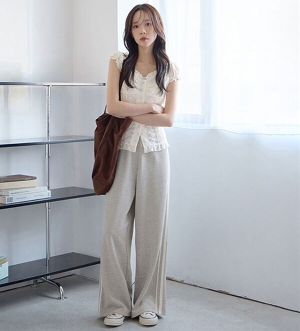 CHAN ME（チャンミ）の「ダブルレーススウェットパンツ（フルレングスパンツ）」｜詳細画像