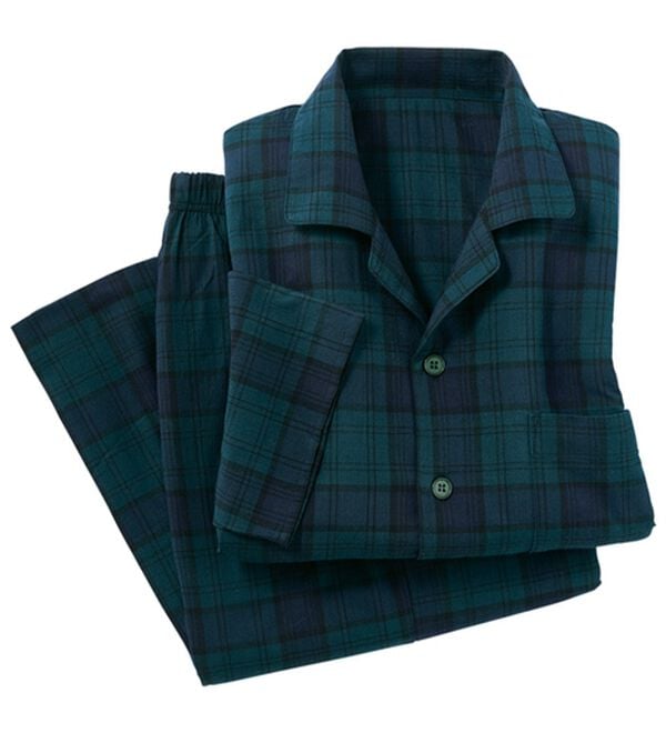 「綿１００％楊柳パジャマ（メンズルームウェア）」｜グリーンチェック