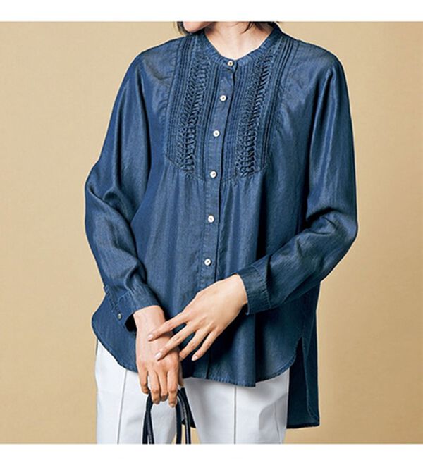 VINNO（ヴィノ）の「テンセルフリルタックデニムシャツ（ブラウス）」｜詳細画像