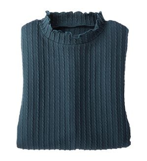 BELLUNA（ベルーナ）の「フリル衿ジャカードプルオーバー（カットソー）」｜グリーン