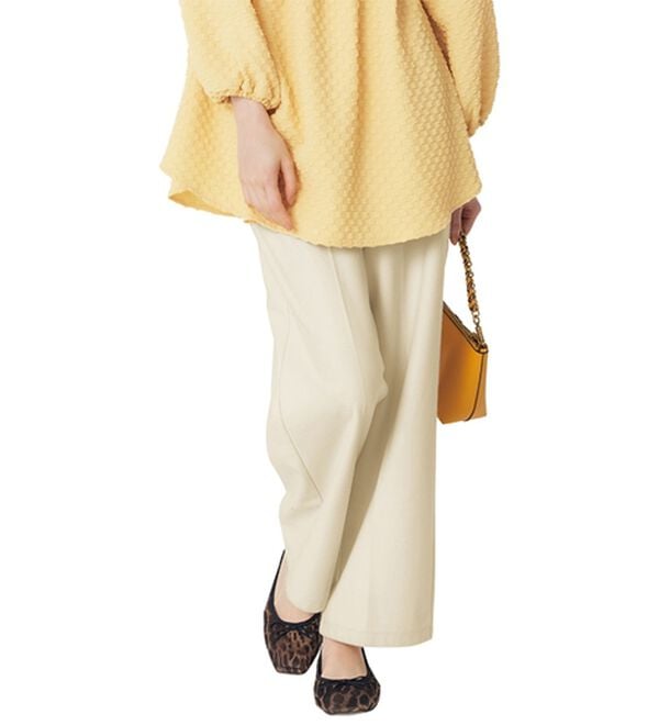 RANAN（ラナン）の「キレイ見え！防風ワイドパンツ（フルレングスパンツ）」｜オフホワイト