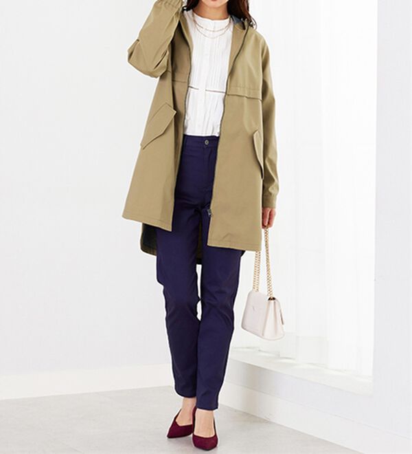 BELLUNA（ベルーナ）の「はっ水加工ボンディング素材ロング丈パーカー（ハーフコート）」｜詳細画像