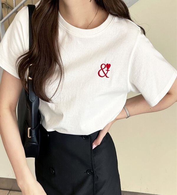 GeeRA（ジーラ）の「アンドハート刺しゅうＴシャツ（Tシャツ）」｜詳細画像