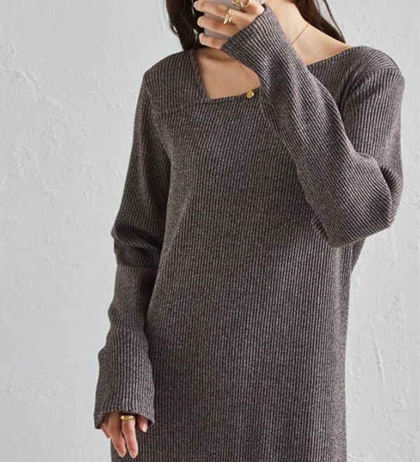 RANAN（ラナン）の「アシメネックリブワンピース（ロングワンピース）」｜詳細画像