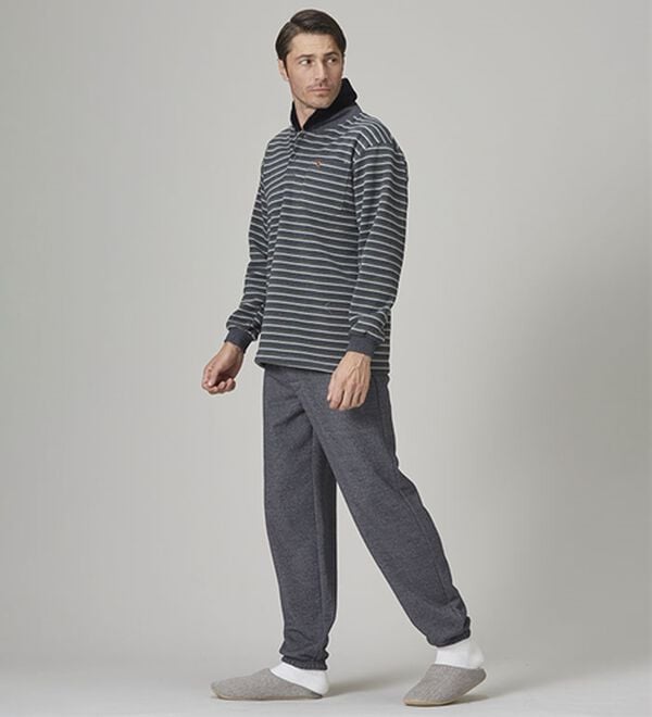 「【２着組】＜アーノルド　パーマー＞首まで暖か綿混杢調パジャマ（メンズルームウェア）」｜詳細画像