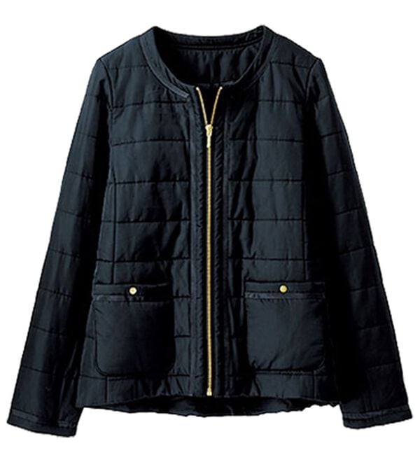 パイピング使いのノーカラージャケット　OUR　アワーホーム　ネイビー パイピング使いのノーカラージャケット – OURHOME