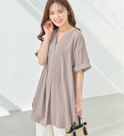 alotta（アロッタ）の「スキッパーとろみブラウスチュニック（ブラウス）」