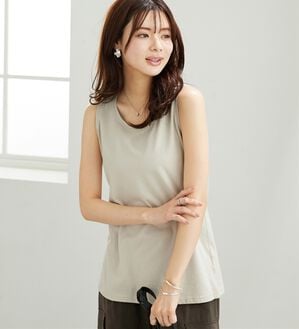 BELLUNA（ベルーナ）の「ヒンヤリ！綿１００％サマ見えタンクトップ（タンクトップ・キャミソール）」｜トープ