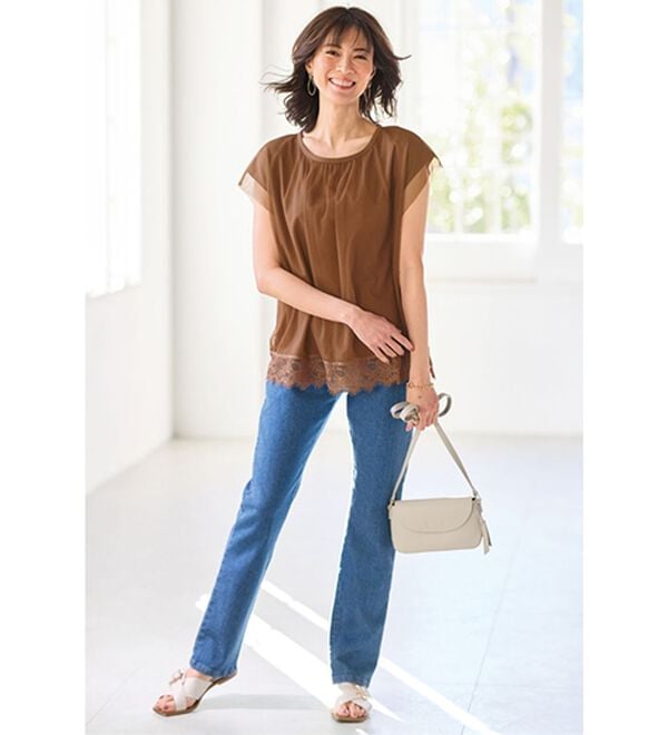 BELLUNA（ベルーナ）の「＜猛暑対策＞チュール重ね裾レースプルオーバー（チュニック）」｜詳細画像