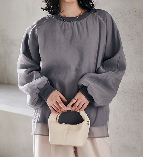 RANAN（ラナン）の「裏起毛シアー素材レイヤードスウェット（カットソー）」｜詳細画像