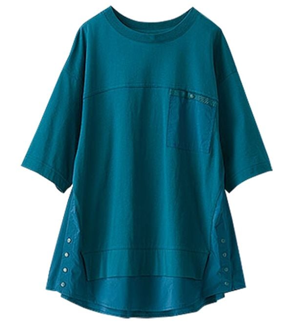 BELLUNA（ベルーナ）の「異素材切替裾ボタンデザインプルオーバー（カットソー）」｜詳細画像