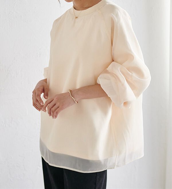 RANAN（ラナン）の「裏起毛シアー素材レイヤードスウェット（カットソー）」｜詳細画像