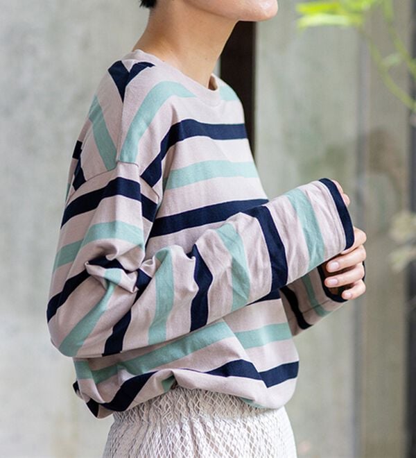 BELLUNA（ベルーナ）の「綿１００％配色ボーダープルオーバー（カットソー）」｜詳細画像