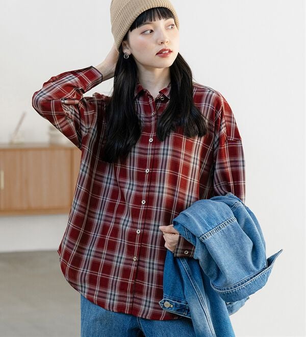 BELLUNA（ベルーナ）の「サラッと軽い！チェック柄シャツ（シャツ）」｜詳細画像