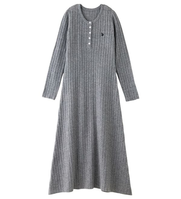 GeeRA（ジーラ）の「【U.S. POLO ASSN.】ヘンリーネックリブニットワンピース（ニットワンピース）」｜詳細画像