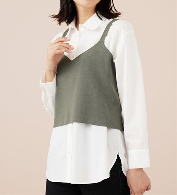 BELLUNA（ベルーナ）の「ニットビスチェ&times;シャツアンサンブル（アンサンブル）」｜詳細画像