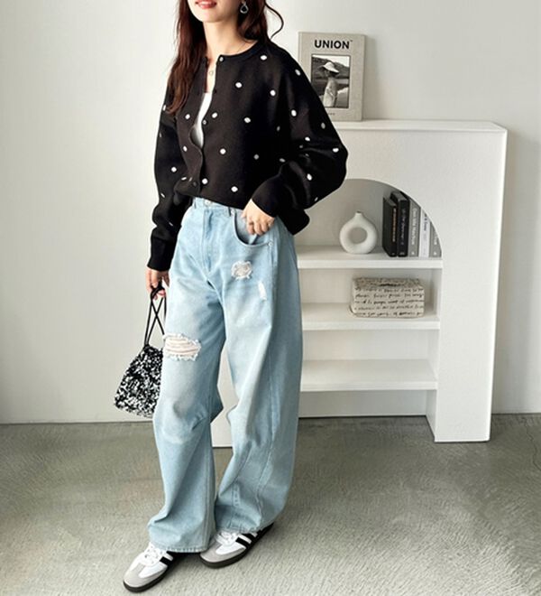 GeeRA（ジーラ）の「ドット柄カーディガン（ニットカーディガン）」｜詳細画像