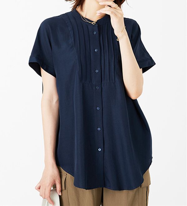 BELLUNA（ベルーナ）の「ビンテージ素材ドルマンシャツチュニック（チュニック）」｜詳細画像