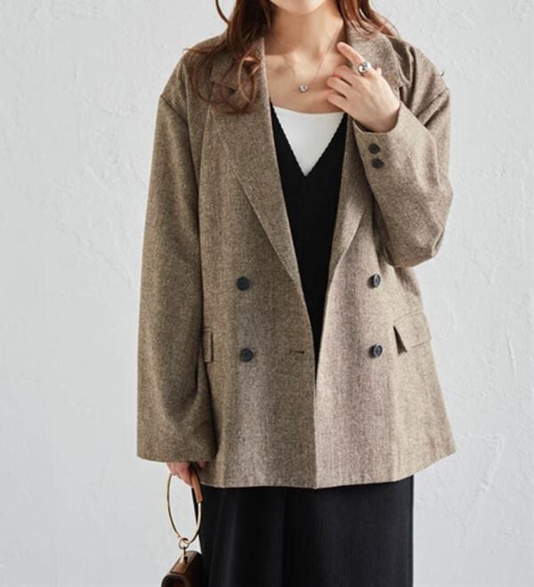 RANAN（ラナン）の「ダブルテーラードツイードジャケット（テーラードジャケット）」｜ベージュ