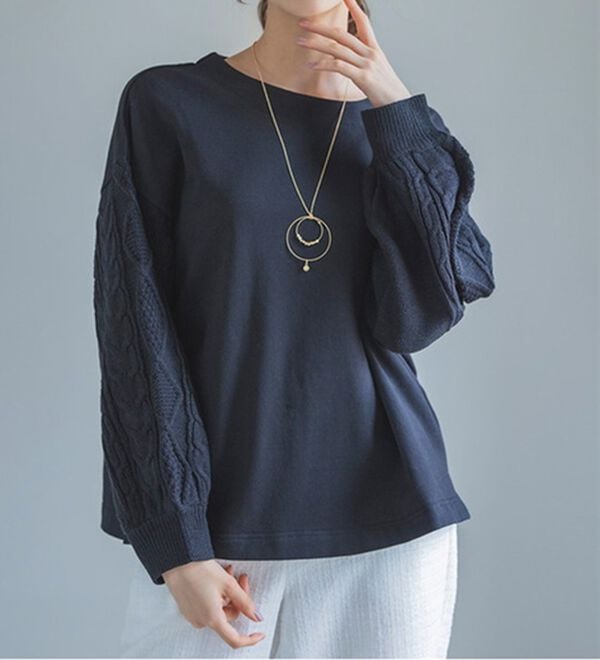 RANAN（ラナン）の「【毛玉になりにくい】裏起毛袖ニットプルオーバー（カットソー）」｜詳細画像