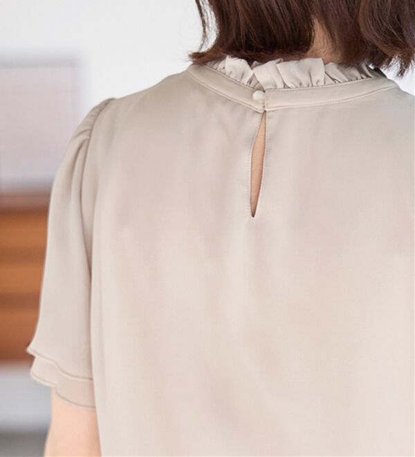 Viola e Viola（ヴィオラ エ ヴィオラ）の「フリル衿シフォンタックブラウス【半袖】（ブラウス）」｜詳細画像