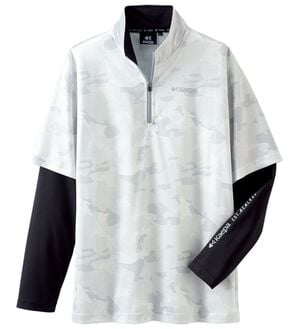 「＜ケイパ＞フェイクレイヤードハーフジップＴシャツ（メンズカットソー）」｜ホワイト