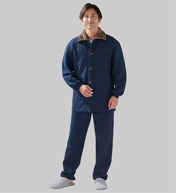 「暖か仕様の表裏綿１００％キルトパジャマ（メンズルームウェア）」｜詳細画像