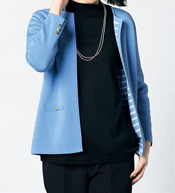 VINNO（ヴィノ）の「カーデ&times;プリーツニットワンピースセット（アンサンブル）」｜詳細画像