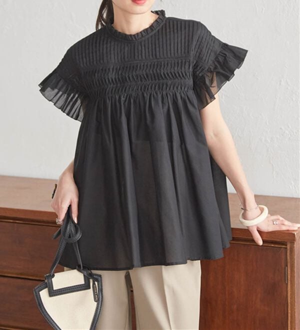 RANAN（ラナン）の「ピンタックフリルボイルブラウス（ブラウス）」｜詳細画像