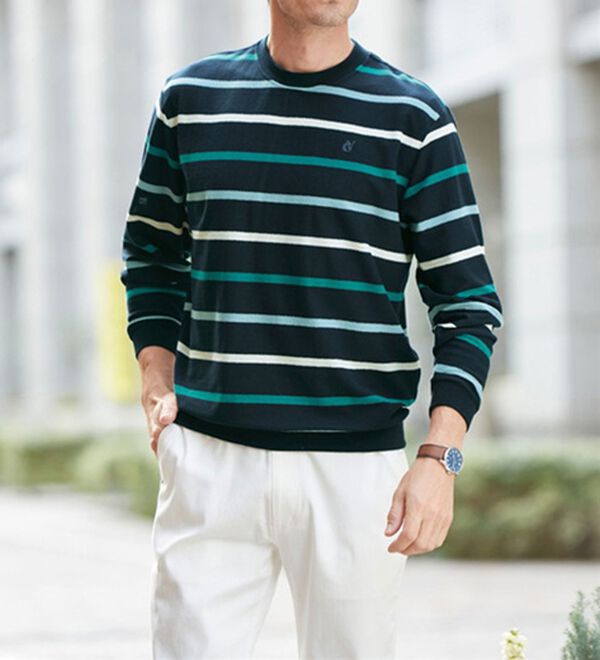 「＜コムルヴァン・オム＞爽やか梨地の大人サマートレーナー（メンズトレーナー）」｜詳細画像