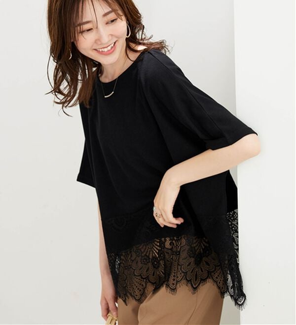 BELLUNA（ベルーナ）の「裾レース使いドルマンプルオーバー（カットソー）」｜詳細画像