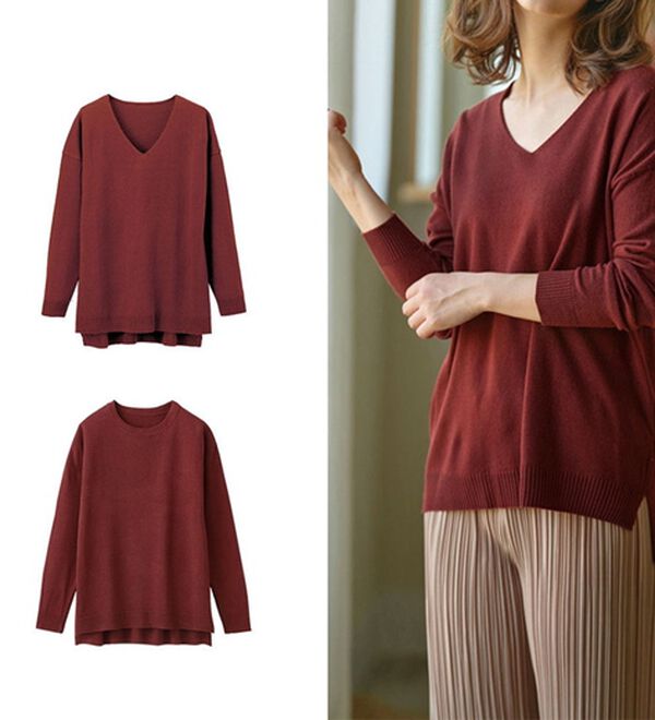 RANAN（ラナン）の「Ｖネックカシミヤタッチニット（ニット・セーター）」｜マホガニー