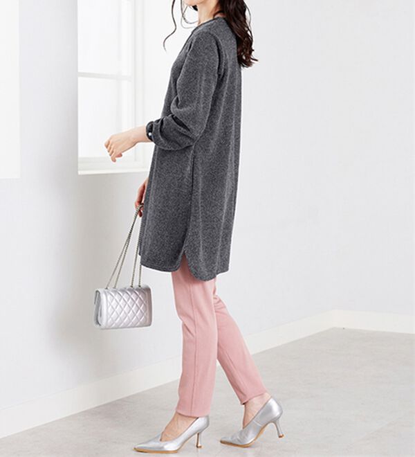 BELLUNA（ベルーナ）の「袖パールボタン付ツイード調ワンピース（チュニック）」｜詳細画像