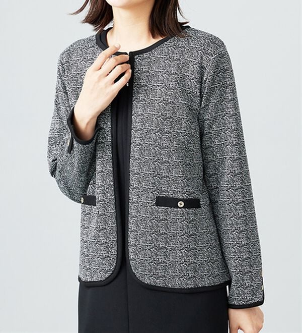 BELLUNA（ベルーナ）の「＜セレモニースタイル＞ポケット付ツイード調ジャケット（その他ジャケット）」｜黒系
