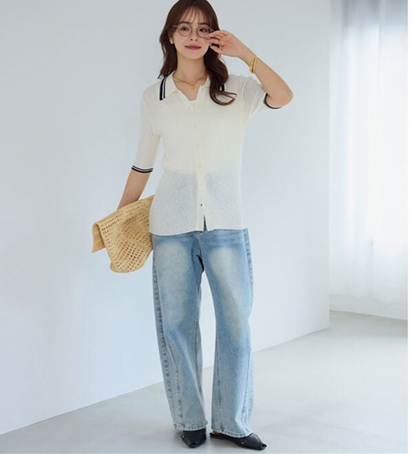 Viola e Viola（ヴィオラ エ ヴィオラ）の「アソートシアーリブニットポロシャツ（ポロシャツ）」｜詳細画像