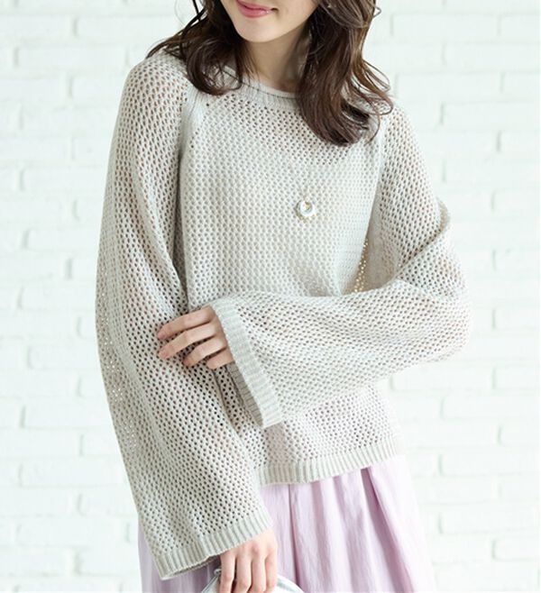 BELLUNA（ベルーナ）の「スパンコール付透かし編みニットプルオーバー（ニット・セーター）」｜詳細画像