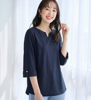 alotta（アロッタ）の「７分袖金ボタンデザイントップス（カットソー）」｜詳細画像