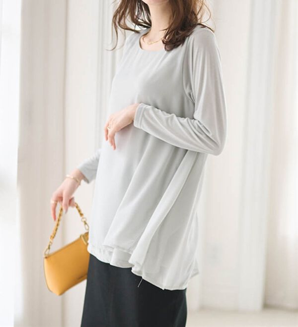 RANAN（ラナン）の「異素材切替フレアーチュニック（チュニック）」｜詳細画像