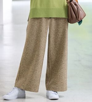 BELLUNA（ベルーナ）の「あったかお出かけカラーネップワイドパンツ（フルレングスパンツ）」｜ベージュ