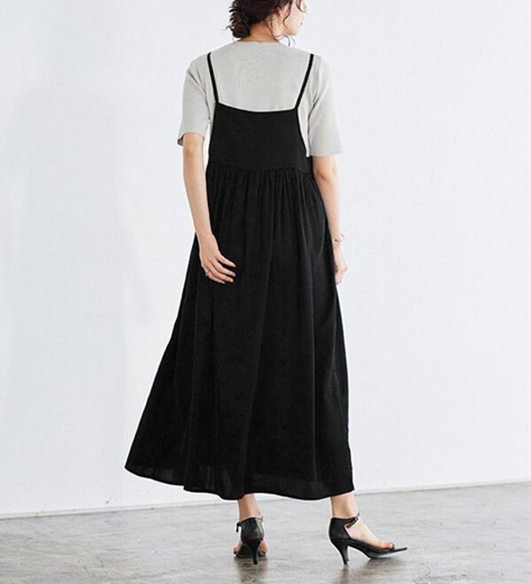 Pierrot（ピエロ）の「【選べる丈】前後２ｗａｙギャザー切り替えキャミワンピース（カットソーワンピース）」｜詳細画像